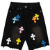 CHROME HEARTS MULTICOLOR CROSS PATCH JORTS BLACK