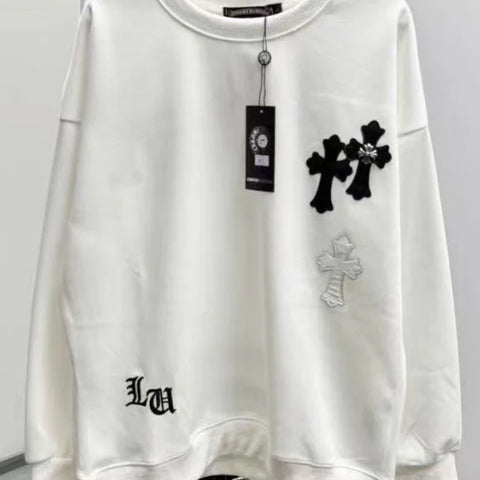 CHROME HEARTS CROSS PATCH SWEATSHIRT WHITE