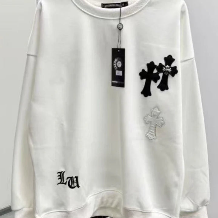 CHROME HEARTS CROSS PATCH SWEATSHIRT WHITE