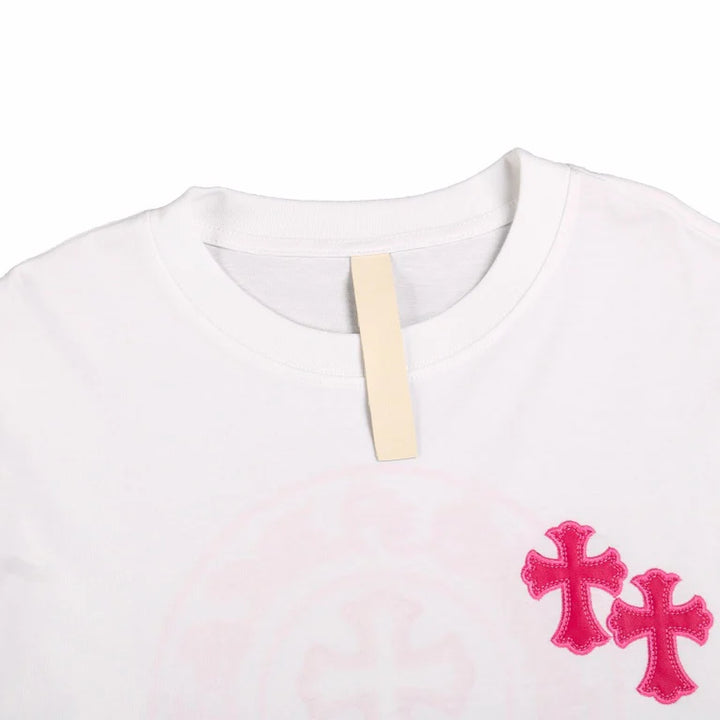 CHROME HEARTS HORSE SHOE LOGO T-SHIRT WHITE PINK