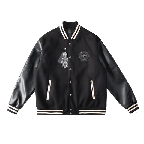 CHROME HEARTS HORSE SHOE LOGO VARSITY JACKET BLACK