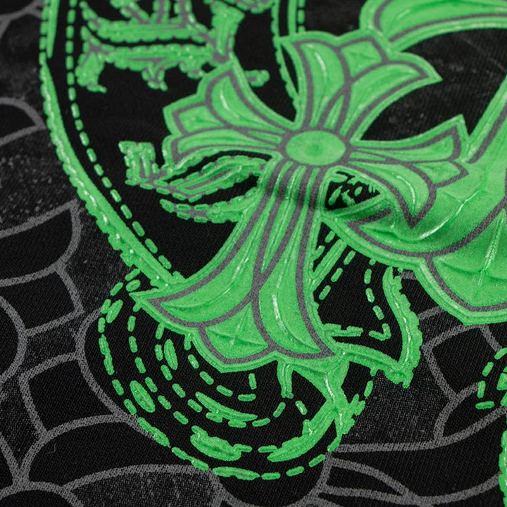 CHROME HEARTS GREEN HORSE SHOE LOGO SWEATSHIRT BLACK