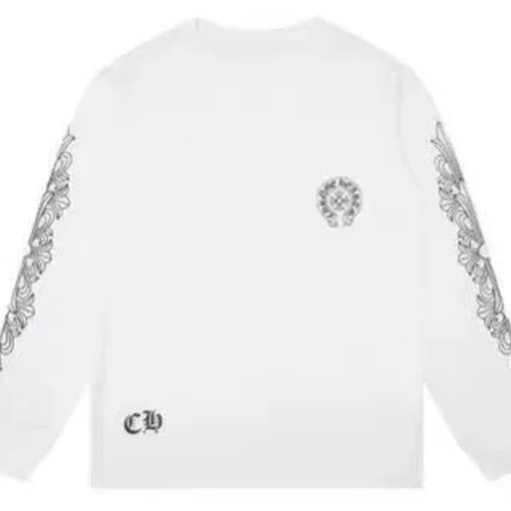CHROME HEARTS RED HORSE SHOE LOGO SWEATSHIRT WHITE