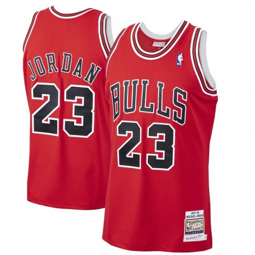 Men's Chicago Bulls Michael Jordan #23 Throwback Red Hardwood Classics Player Jersey