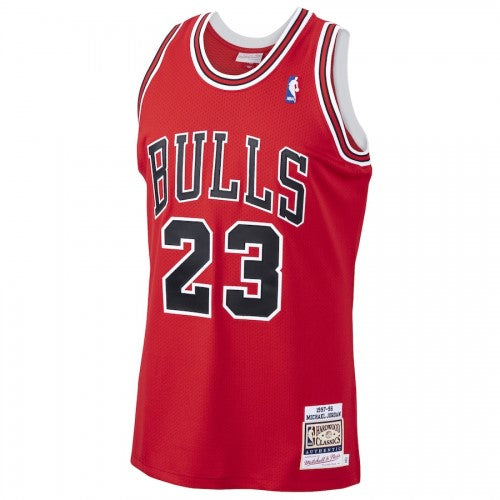 Men's Chicago Bulls Michael Jordan #23 Throwback Red Hardwood Classics Player Jersey