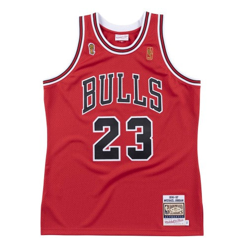 Men's Chicago Bulls Michael Jordan #23 Throwback Red Hardwood Classics Player Jersey