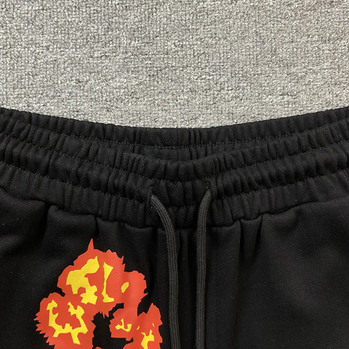 DENIM TEARS X OFFSET COTTON WREATH SHORTS BLACK