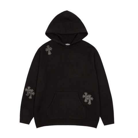 CHROME HEARTS BLACK CROSS PATCH HOODIE BLACK