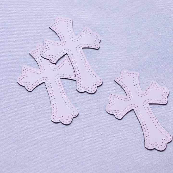 CHROME HEARTS CROSS PATCH T-SHIRT WASHED LIGHT BLUE