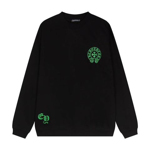 CHROME HEARTS GREEN HORSE SHOE LOGO SWEATSHIRT BLACK