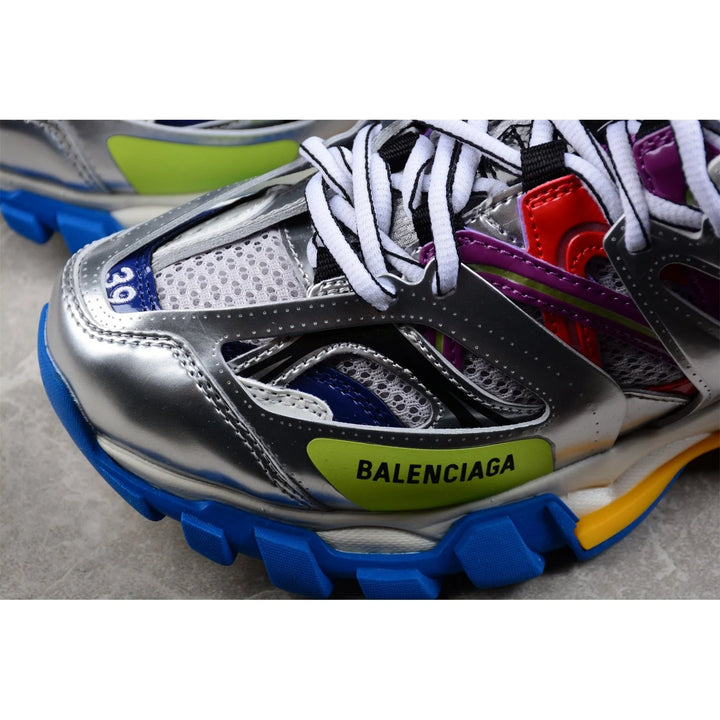 BALENCIAGA TRACK X LEATHER FREE WHITE SILVER MULTI