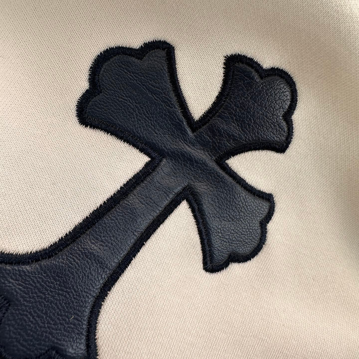 CHROME HEARTS BLACK CROSS PATCH HOODIE WHITE