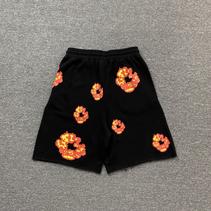 DENIM TEARS X OFFSET COTTON WREATH SHORTS BLACK