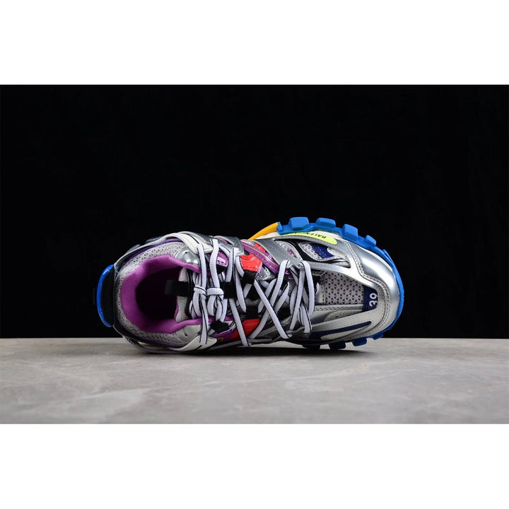 BALENCIAGA TRACK X LEATHER FREE WHITE SILVER MULTI