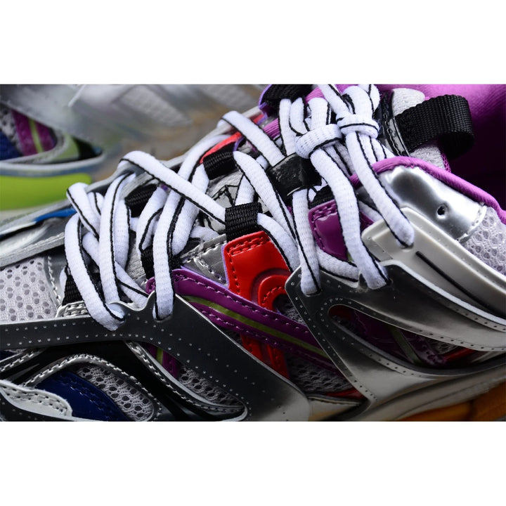 BALENCIAGA TRACK X LEATHER FREE WHITE SILVER MULTI