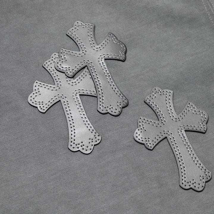 CHROME HEARTS CROSS PATCH T-SHIRT WASHED GREY