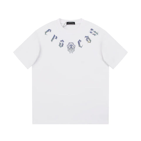 CHROME HEARTS GLITTER GRAPHIC T-SHIRT WHITE