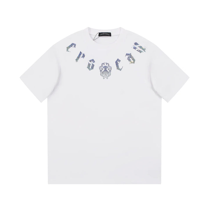 CHROME HEARTS GLITTER GRAPHIC T-SHIRT WHITE