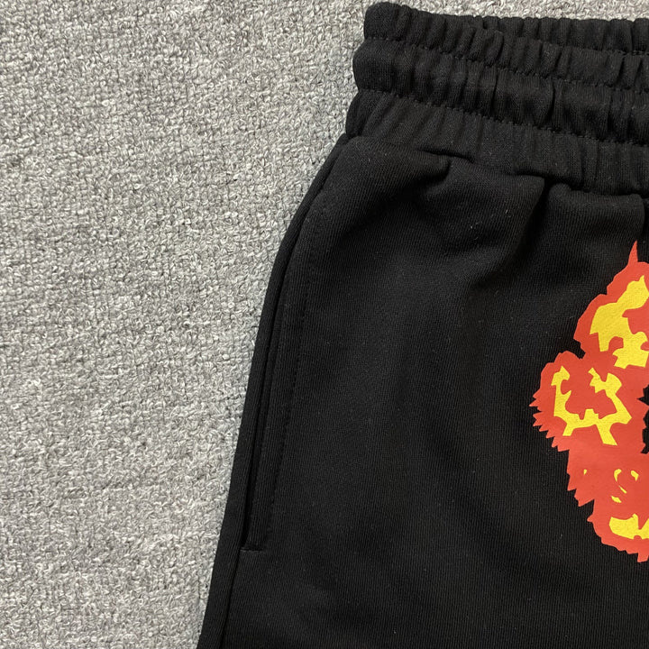 DENIM TEARS X OFFSET COTTON WREATH SHORTS BLACK