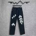 CHROME HEARTS WHITE YELLOW CROSS PATCH JEANS BLACK