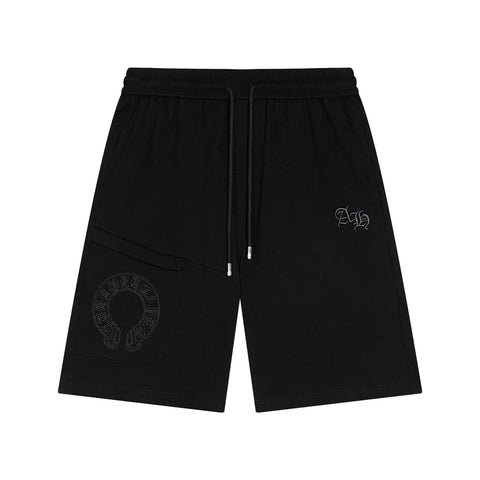 CHROME HEARTS HORSE SHOE LOGO SHORTS BLACK