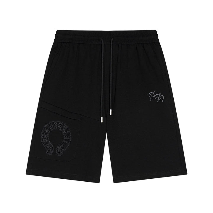 CHROME HEARTS HORSE SHOE LOGO SHORTS BLACK