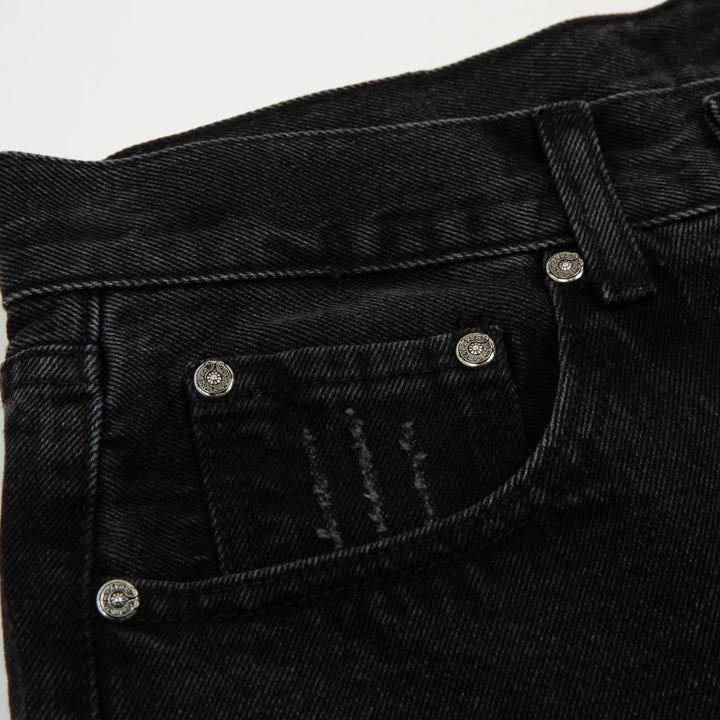 CHROME HEARTS BLACK CROSS PATCH JORTS BLACK