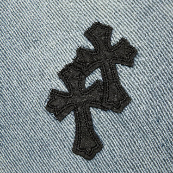 CHROME HEARTS CROSS PATCH JEANS VINTAGE BLUE