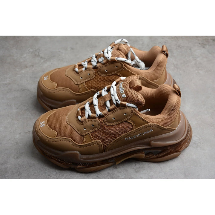BALENCIAGA TRIPLE S CLEAR SOLE X BROWN