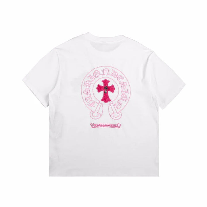 CHROME HEARTS HORSE SHOE LOGO T-SHIRT WHITE PINK