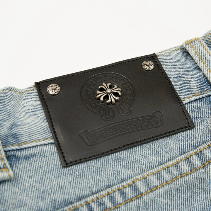 CHROME HEARTS CROSS PATCH JEANS VINTAGE BLUE