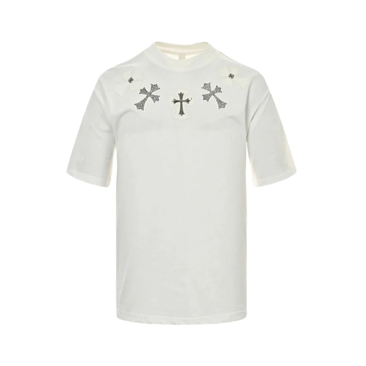 CHROME HEARTS CROSS PATCH COLLAR T-SHIRT WHITE