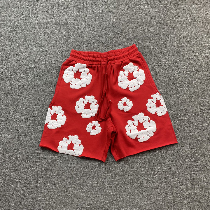 DENIM TEARS COTTON WREATH SHORTS RED