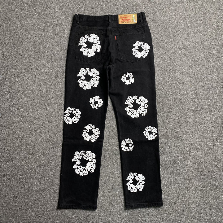 DENIM TEARS X LEVI'S COTTON WREATH JEANS BLACK