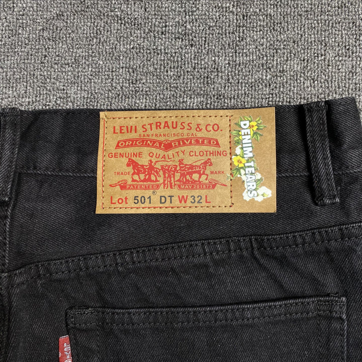 DENIM TEARS X LEVI'S COTTON WREATH JEANS BLACK