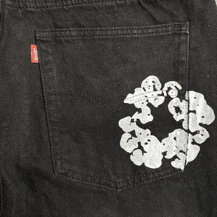 DENIM TEARS X LEVI'S COTTON WREATH JEANS BLACK