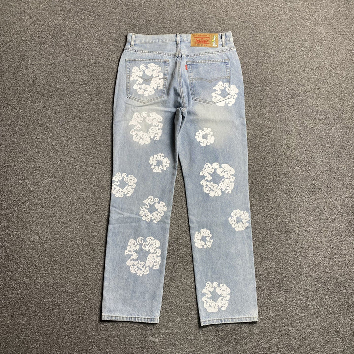 DENIM TEARS X LEVI'S COTTON WREATH JEANS LIGHT WASH