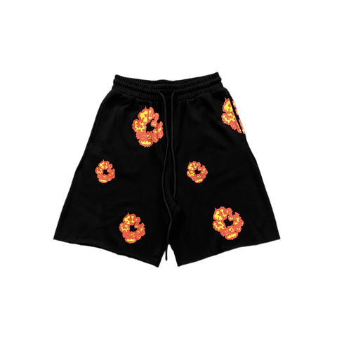 DENIM TEARS X OFFSET COTTON WREATH SHORTS BLACK