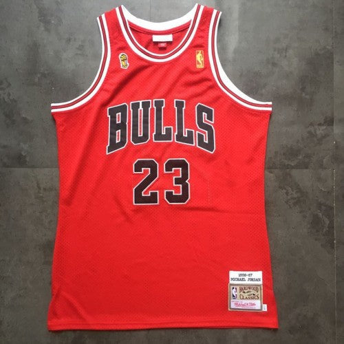 Men's Chicago Bulls Michael Jordan #23 Throwback Red Hardwood Classics Player Jersey