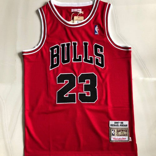 Men's Chicago Bulls Michael Jordan #23 Throwback Red Hardwood Classics Player Jersey