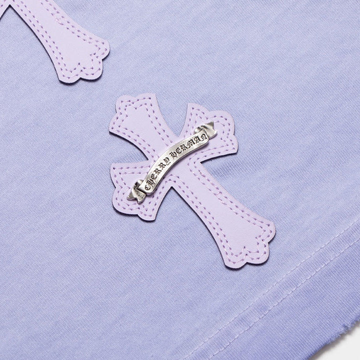 CHROME HEARTS CROSS PATCH T-SHIRT WASHED LIGHT BLUE