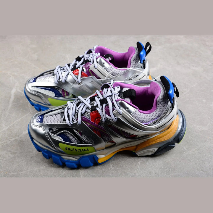 BALENCIAGA TRACK X LEATHER FREE WHITE SILVER MULTI