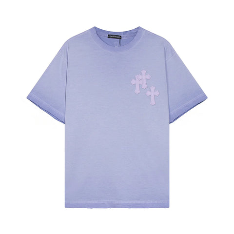 CHROME HEARTS CROSS PATCH T-SHIRT WASHED LIGHT BLUE