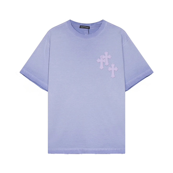 CHROME HEARTS CROSS PATCH T-SHIRT WASHED LIGHT BLUE