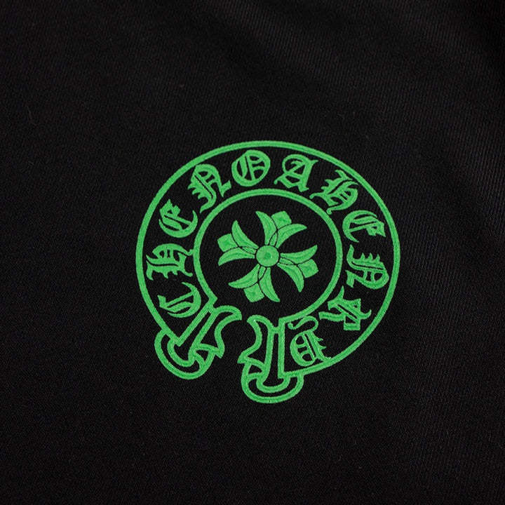 CHROME HEARTS GREEN HORSE SHOE LOGO SWEATSHIRT BLACK