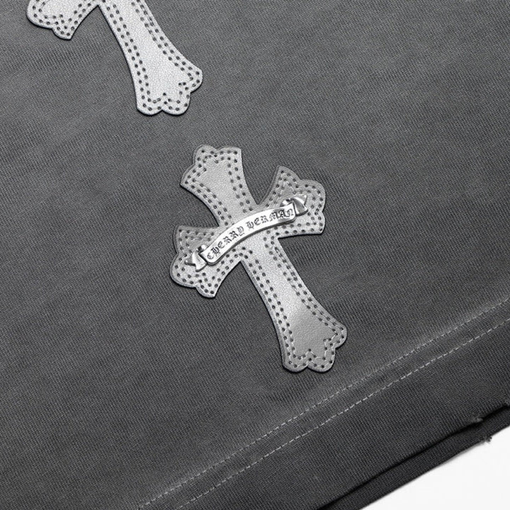 CHROME HEARTS CROSS PATCH T-SHIRT WASHED GREY