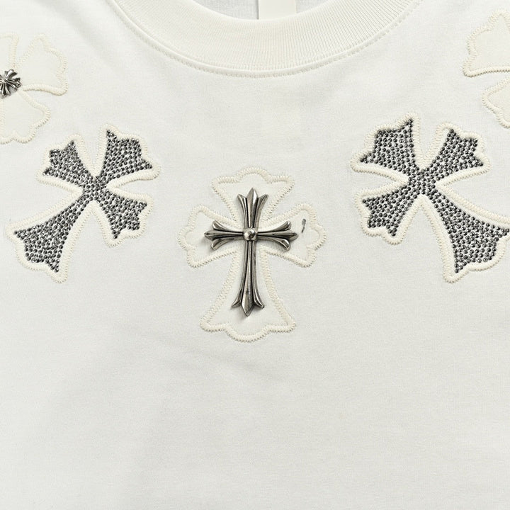 CHROME HEARTS CROSS PATCH COLLAR T-SHIRT WHITE