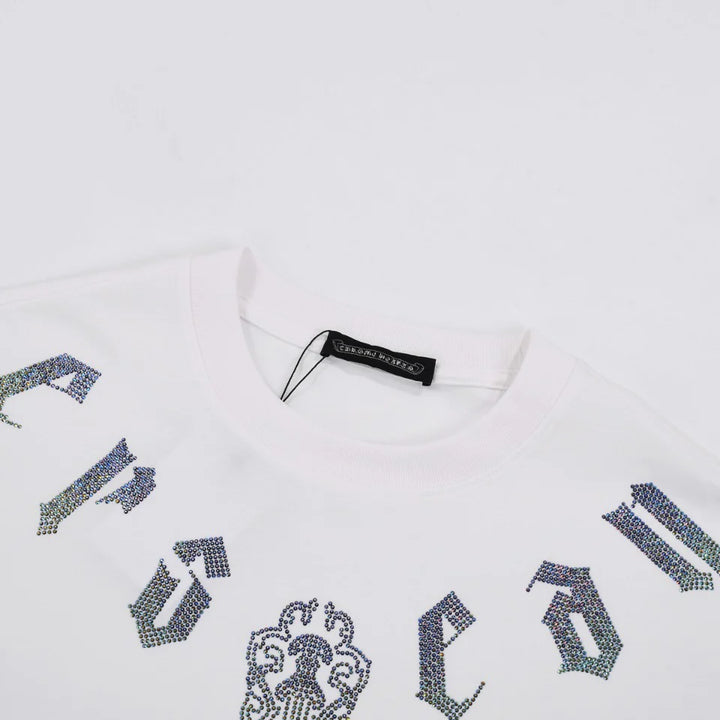 CHROME HEARTS GLITTER GRAPHIC T-SHIRT WHITE