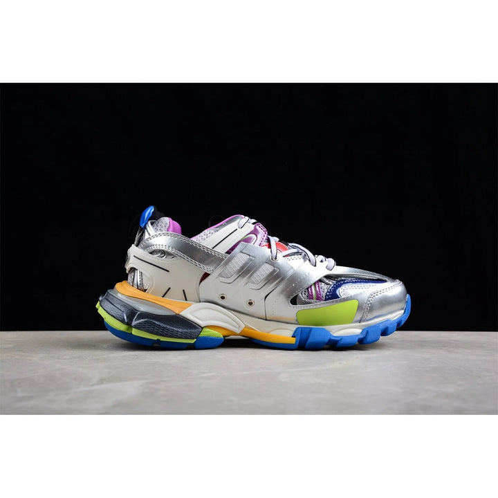 BALENCIAGA TRACK X LEATHER FREE WHITE SILVER MULTI