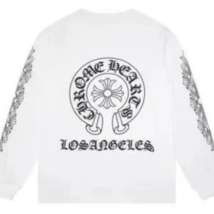 CHROME HEARTS RED HORSE SHOE LOGO SWEATSHIRT WHITE